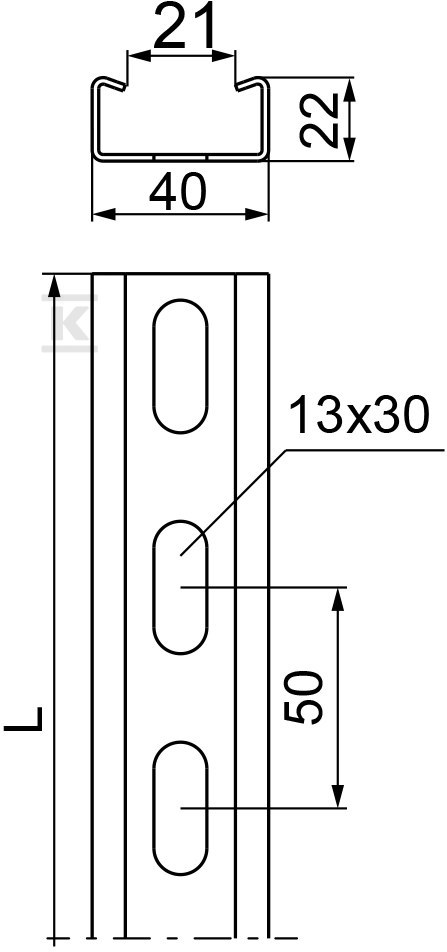 Megerősített C-szelvény CWC40H22/3,, - 610330