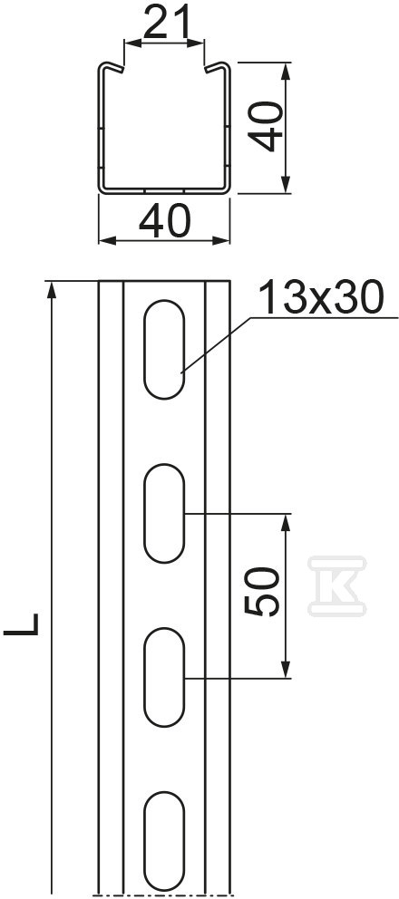 Megerősített C-szelvény CWC40H40/6,, - 611260