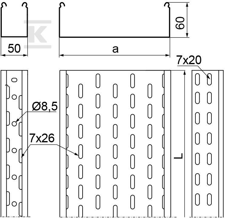 Tálca KCP/KCOP100H60/3, lapvastagság - 161410