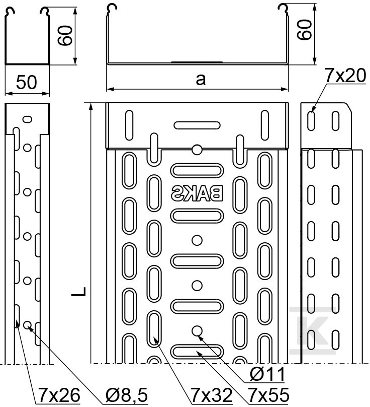 Tálca KGL/KGOL100H60/3, lapvastagság - 160116