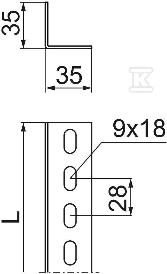 Szögrúd KTC35H35/3, lapvastagság 2,0 mm - 620630