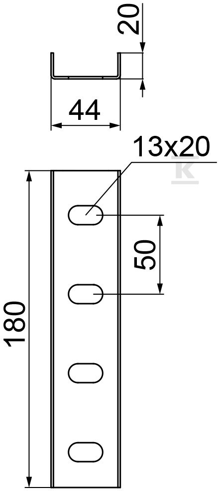 Łącznik ceownika LC40H20, grubość - 660500