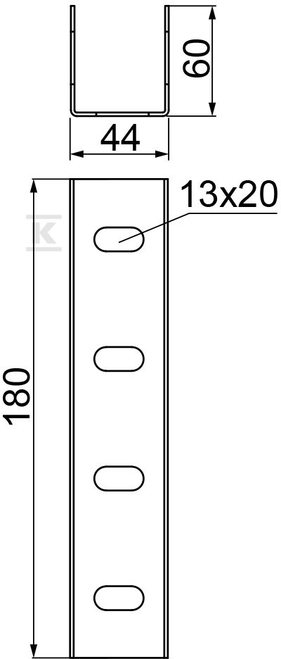 Channel connector LCM40H60, sheet - 668000