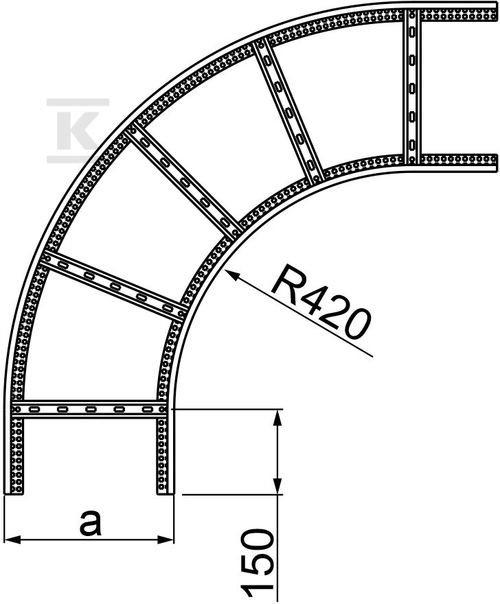 Létrahajlítás 90° LDC200H50 N, - 456920