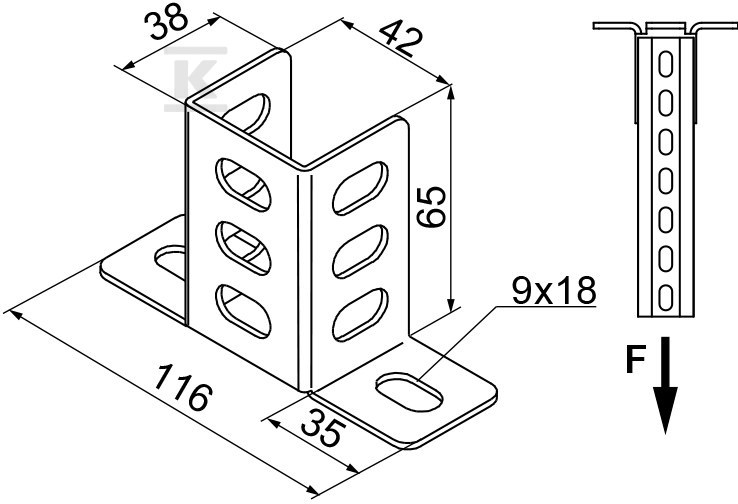 Mounting base PMN, sheet thickness 2.0 - 740807