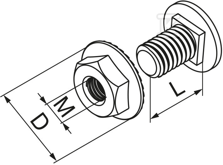 Truss head screw + serrated nut - 651441