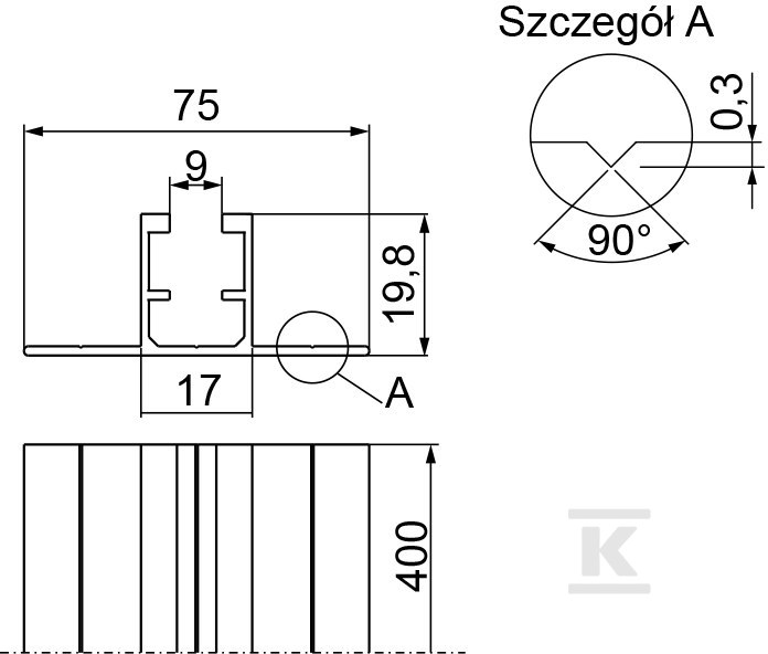 Sina de montare din aluminiu SM400 - 890040