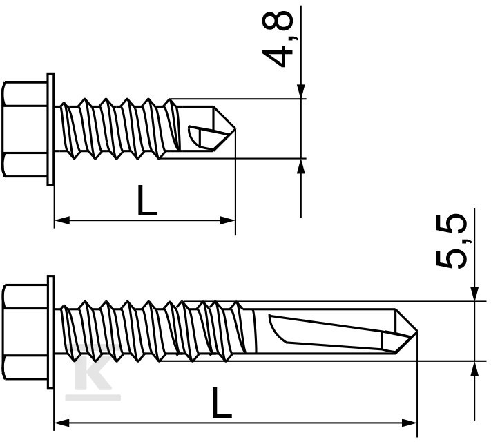 Önfúró csavar SMD4,8x16 E90. 100 - 804043