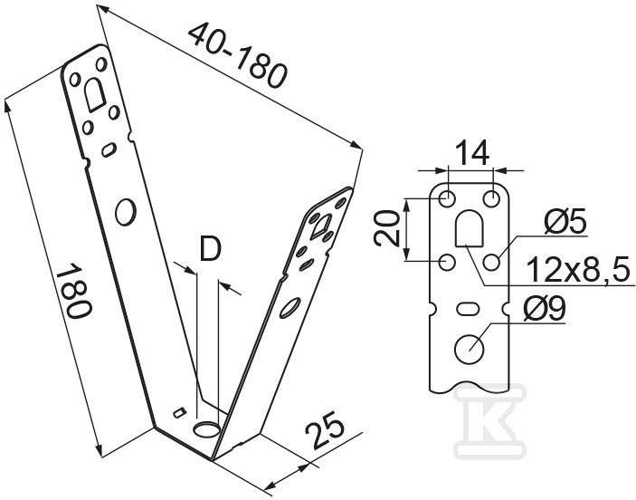 Trapezförmiger Kleiderbügel WT180M8 - 730918