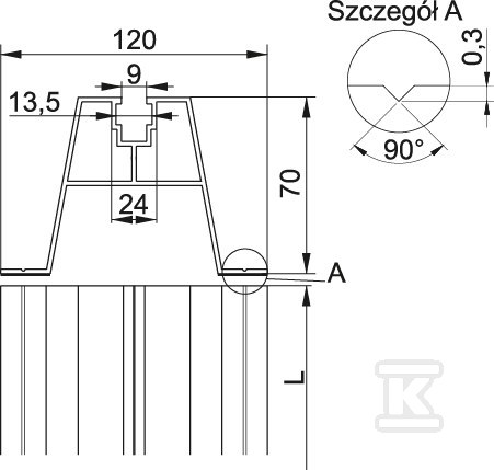 Sina de montare din aluminiu SMA70/033 - 890733