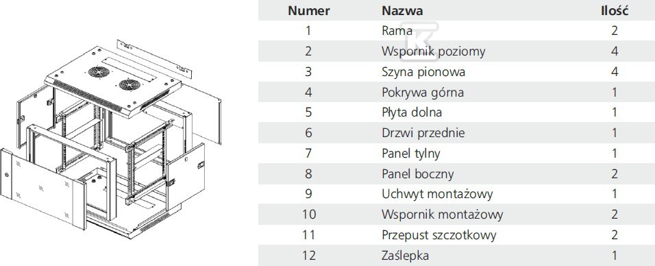 Zidni ormar 19" 12U 600x450 - CCSW-0604-12U