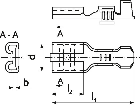 ónozatlan kábelhüvely MS 6,3-2/100 a - MS_6,3-2/100