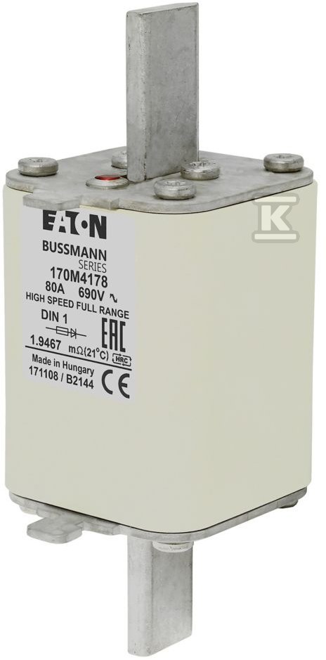 Wkładka szybka, 80 A, AC 690 V, DIN 1, - 170M4178