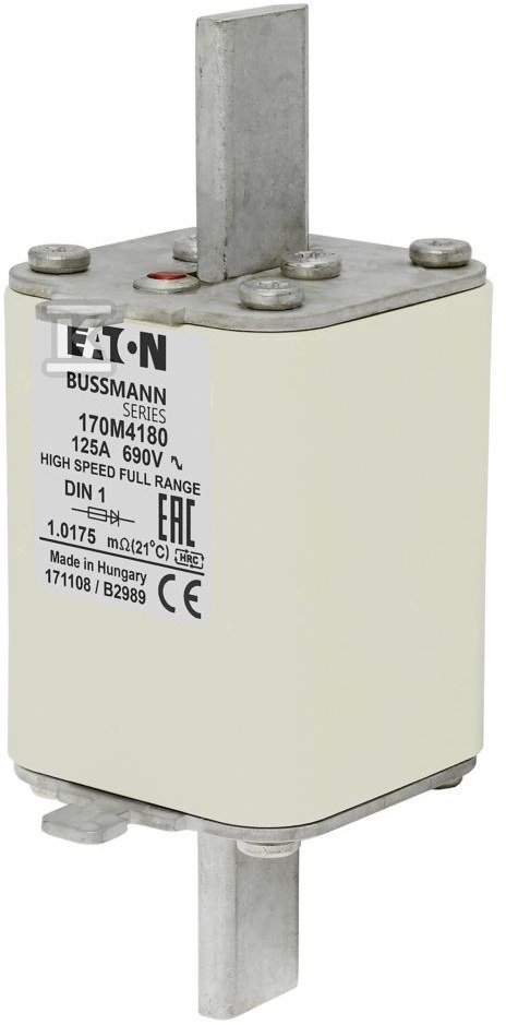 Wkładka szybka, 125 A, AC 690 V, DIN 1, - 170M4180