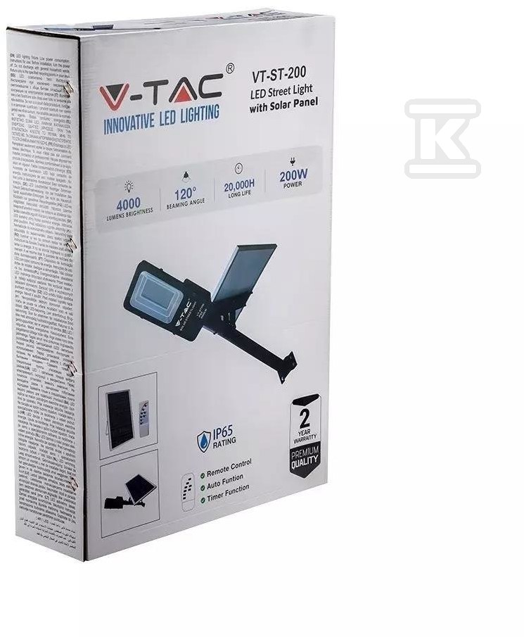 Solar-Straßenleuchte V-TAC 50W LED IP65 - 5502