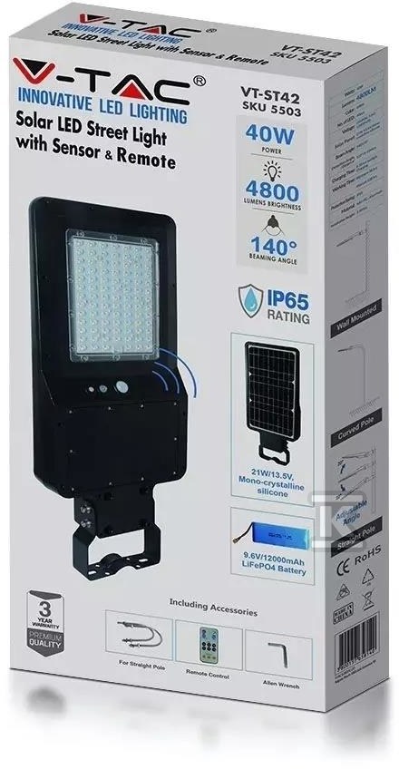 Solar road luminaire V-TAC 40W LED - 5503