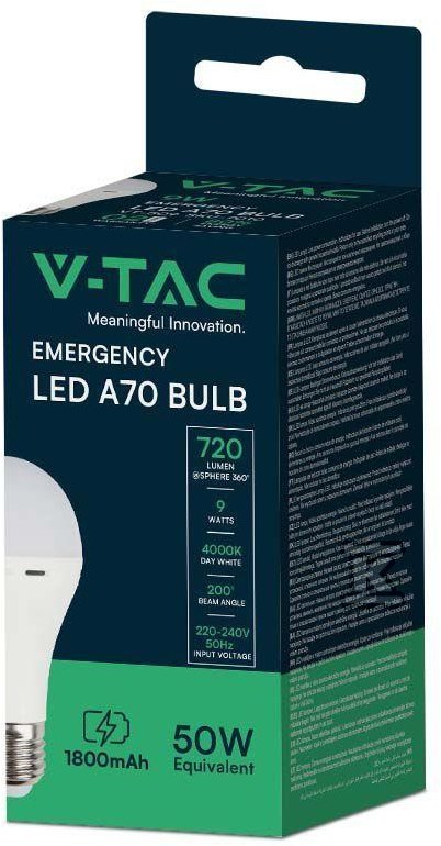 Żarówka Awaryjna LED V-TAC 9W A70 E27 - 7010