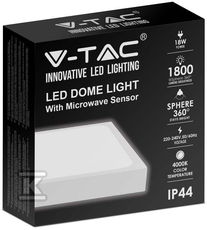 V-TAC 18W LED Square Ceiling Lamp IP44 - 7666