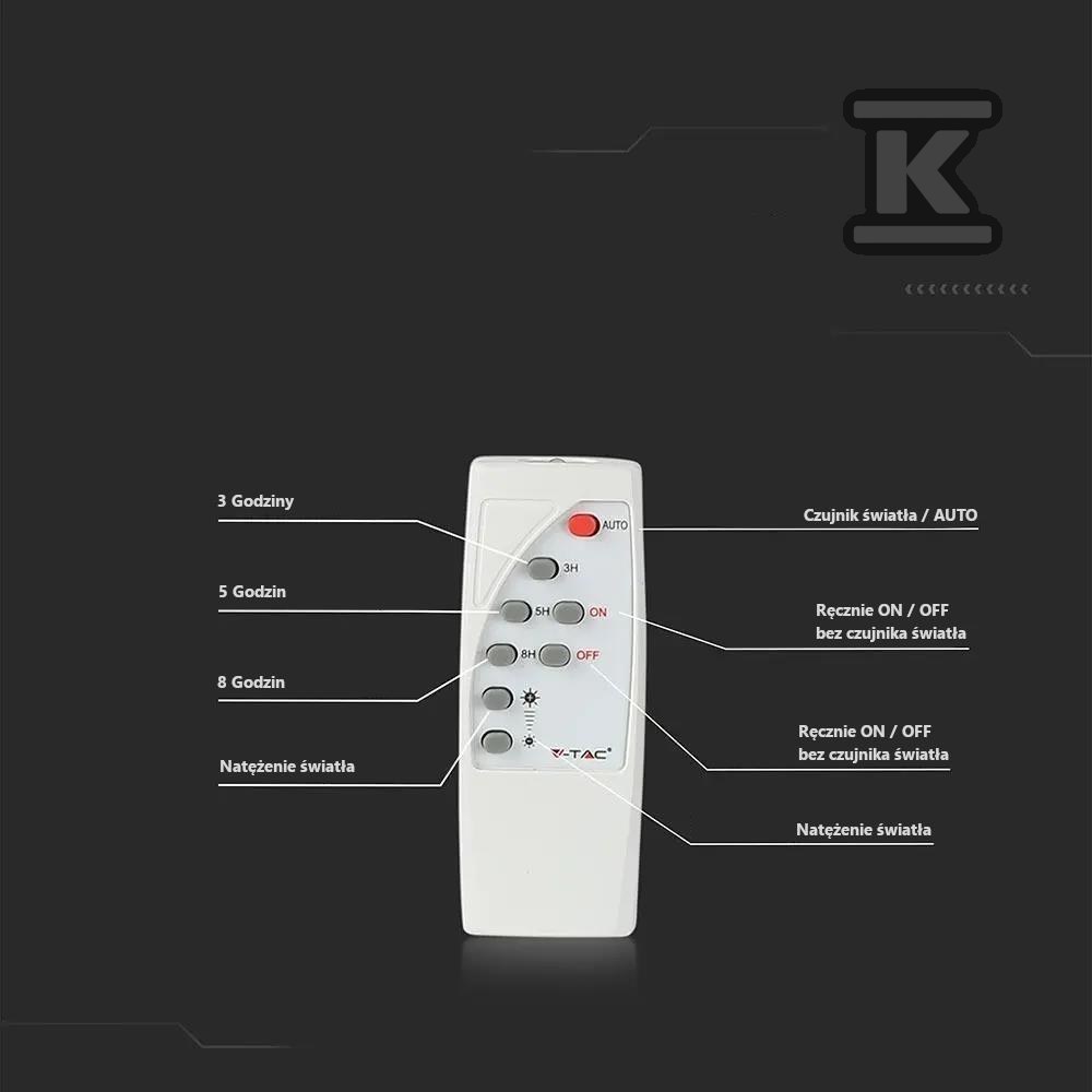 V-TAC 12W schwarzer LED-Solarprojektor - 8573