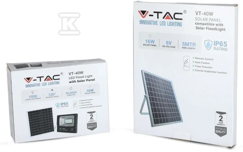 V-TAC 16V crni LED solarni projektor - 8574