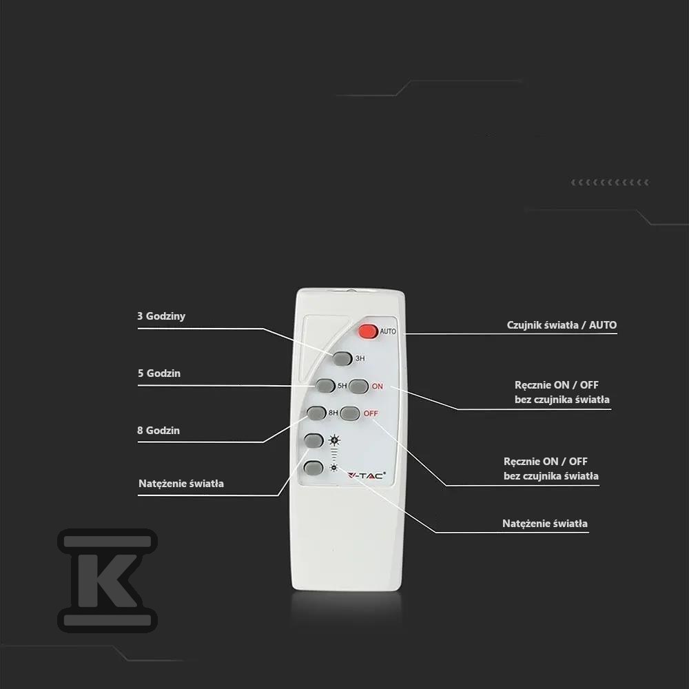 V-TAC 16W fekete LED napelem projektor - 8574