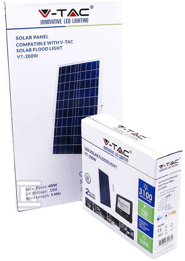 Projektor LED Solarny V-TAC 40W Czarny - 8577