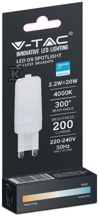 Żarówka LED V-TAC 2.2W G9 VT-11033 - 20478