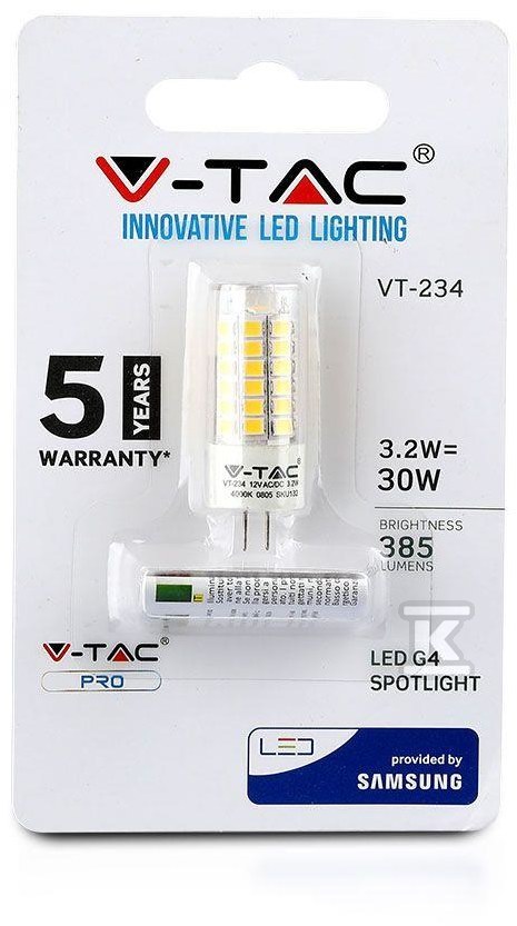 V-TAC LED bulb SAMSUNG CHIP 3.2W G4 12V - 21131