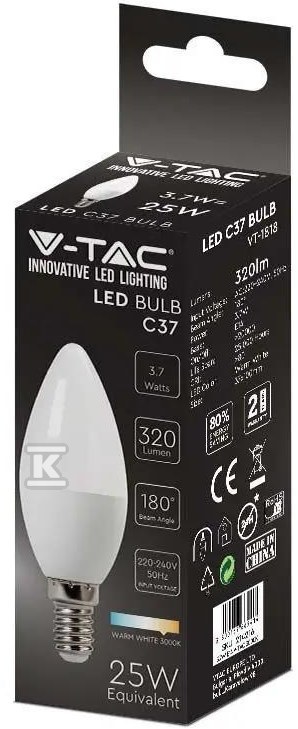 Żarówka LED V-TAC 3,7W E14 Świeczka - 214122