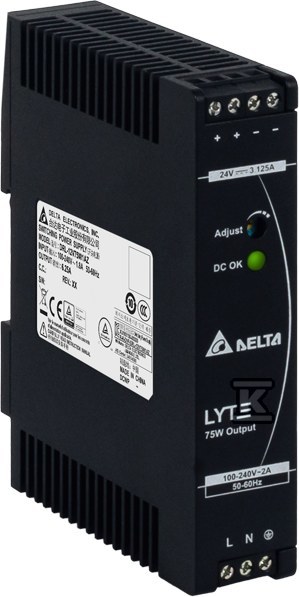 Zasilacz na szynę DIN 12V 6,25A DELTA - DRL-12V75W1AZ