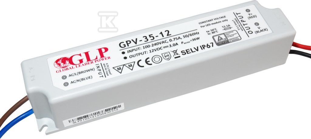 GLP LED power supply 12V 3A 35W - GPV-35-12