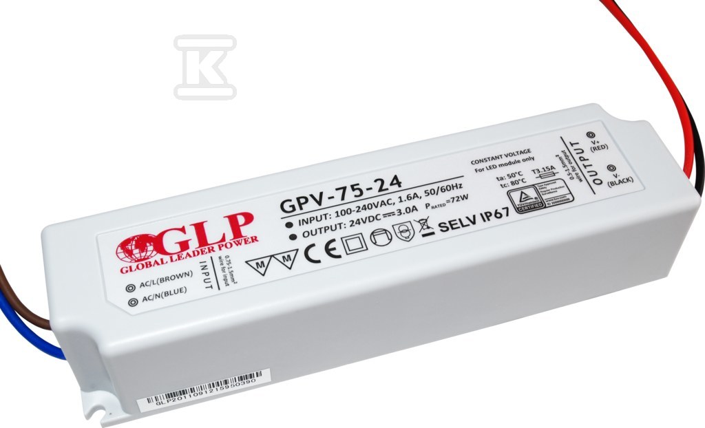 Alimentare LED GLP 24V 3A 75W - GPV-75-24