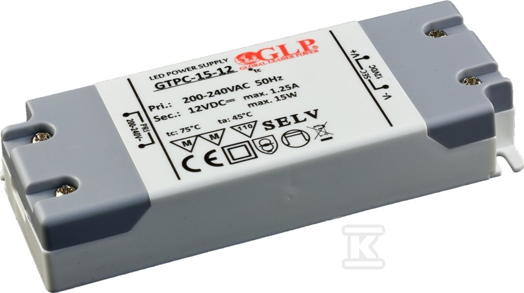 Блок живлення GLP LED 12V 1.25A 15W - GTPC-15-12