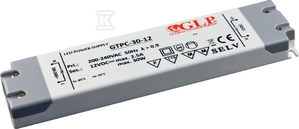 Блок живлення GLP LED 12V 2.5A 30W - GTPC-30-12