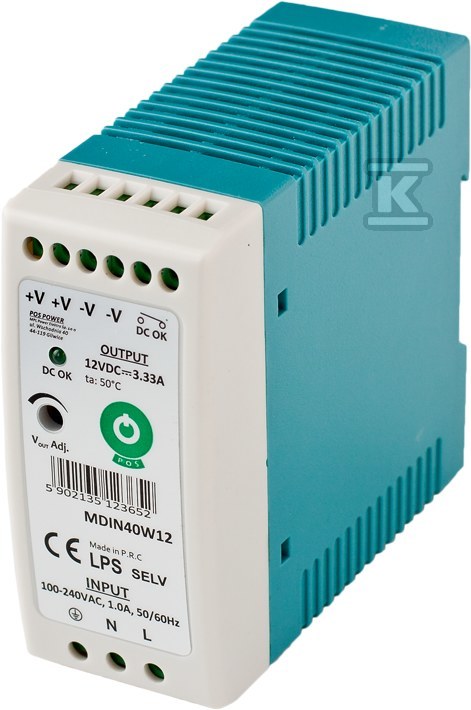 POS power supply DIN 12V/3,33A, MDIN - MDIN40W12