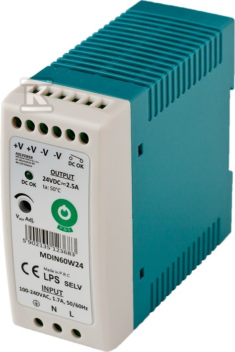 POS power supply DIN 24V/2,5A, MDIN - MDIN60W24