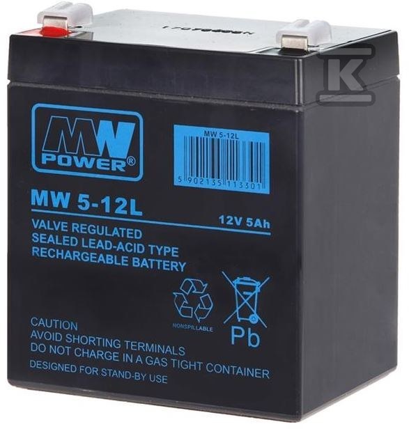 MW Power AGM AGM 12V/5Ah battery 6-9 - MW 5-12L