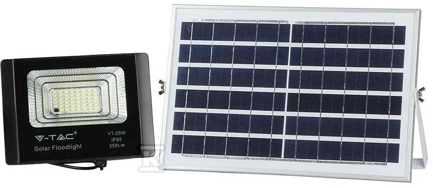 Projektor LED V-TAC Solarny 12W Czarny IP65, Pilot, Timer VT-25W 4000K 550lm 8573