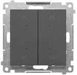 Double, electronic roller shutter switch/button (module): Graphite matt, SIMON55