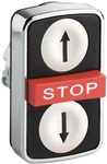 Przycisk potrójny biały/STOP/czarny metalowy strzałka góra/STOP/strzałka dół Harmony XB4
