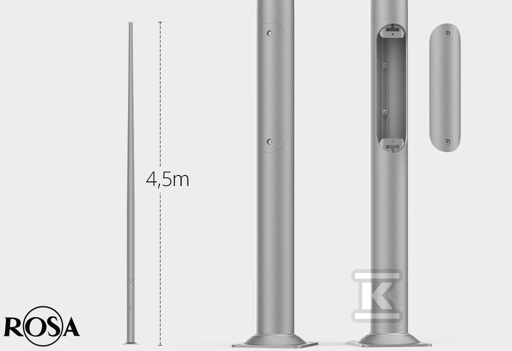 Słup aluminiowy SAL-4,5 anodowany inox, - 42103/C45