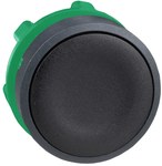 Push-button actuator with automatic return, covered in black