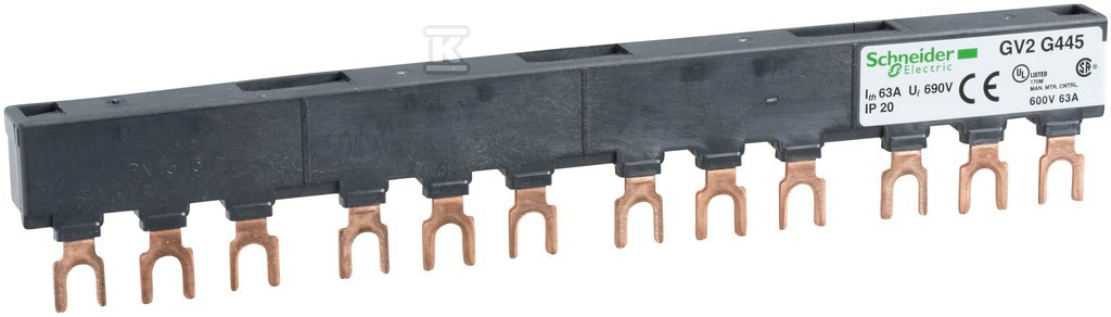 Szyna 3biegunowa 4 odpływy 45mm 63A - GV2G445