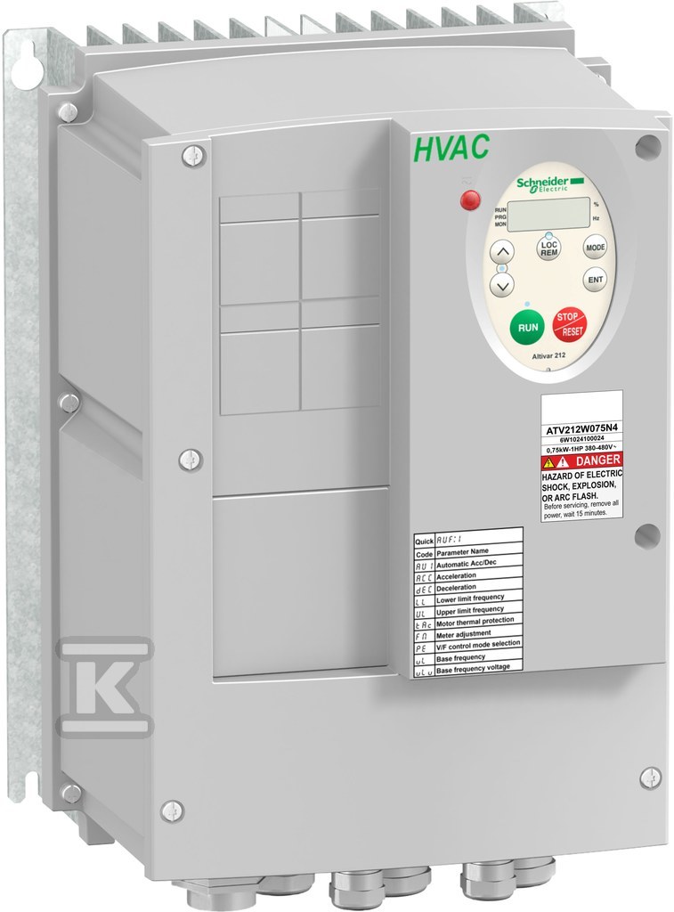 Altivar 212 HVAC 3 ~ 400VAC 0.75kW IP55 - ATV212W075N4