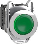 Przycisk podświetlany zlicowany metal zielony O30 zintegrowana dioda LED 24V AC/DC 1 NO + 1 NC Harmony XB4
