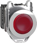 Przycisk podświetlany zlicowany metal czerwony O30 zintegrowana dioda LED 24V AC/DC 1 NO + 1 NC Harmony XB4