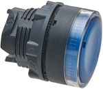 Główka przycisku płaskiego z samoczynnym powrotem, żarówka BA9s, niebieska plastikowa Harmony XB5