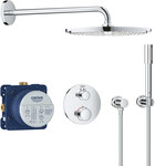 Grohtherm Concealed Shower system with thermostatic mixer for concealed installation, safety lock, metal single-jet shower head 310 mm, single-jet hand shower, shower arm 422 mm, concealed element included