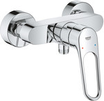 Eurosmart Single lever shower mixer, chrome, exposed wall mounting, 35 mm ceramic head, temperature limiter, adjustable flow limiter, lever with hole