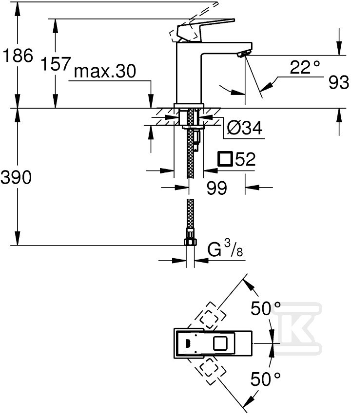 Bateria umywalkowa Eurocube Rozmiar S, - 2313200E
